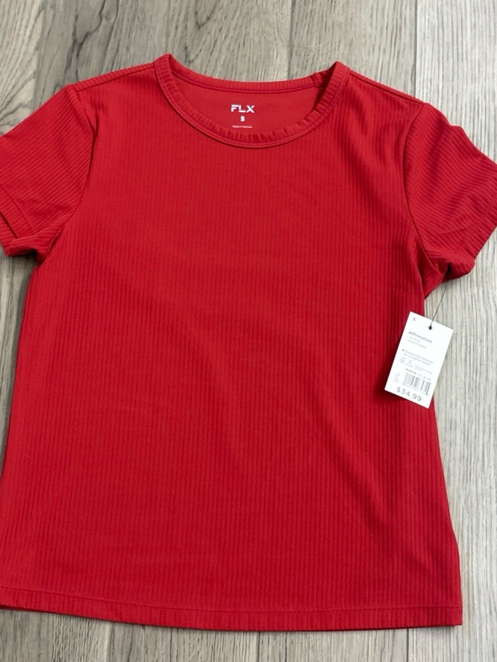 FLX Ribbed Short Sleeve Tee in Red